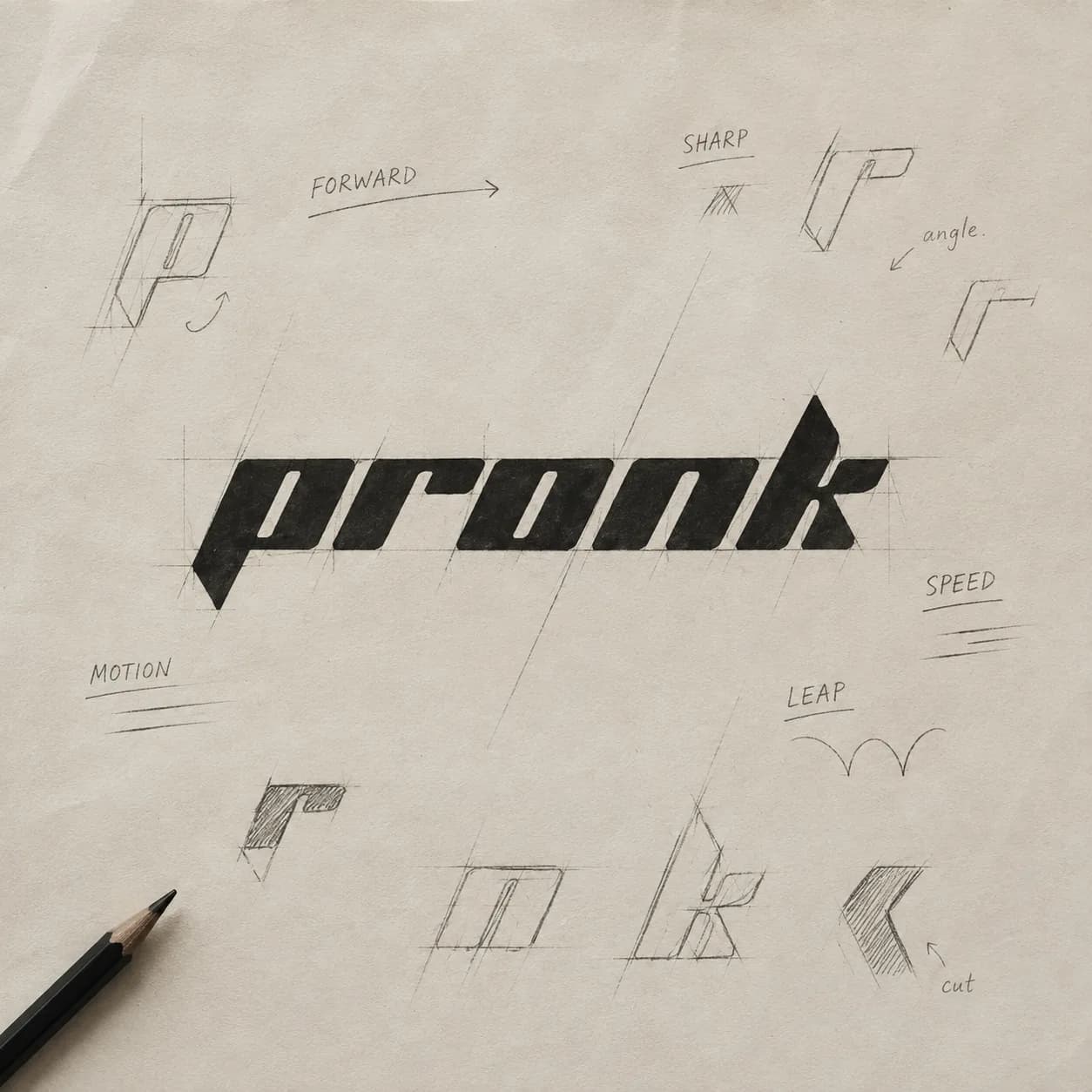 PRONK — logotype construction