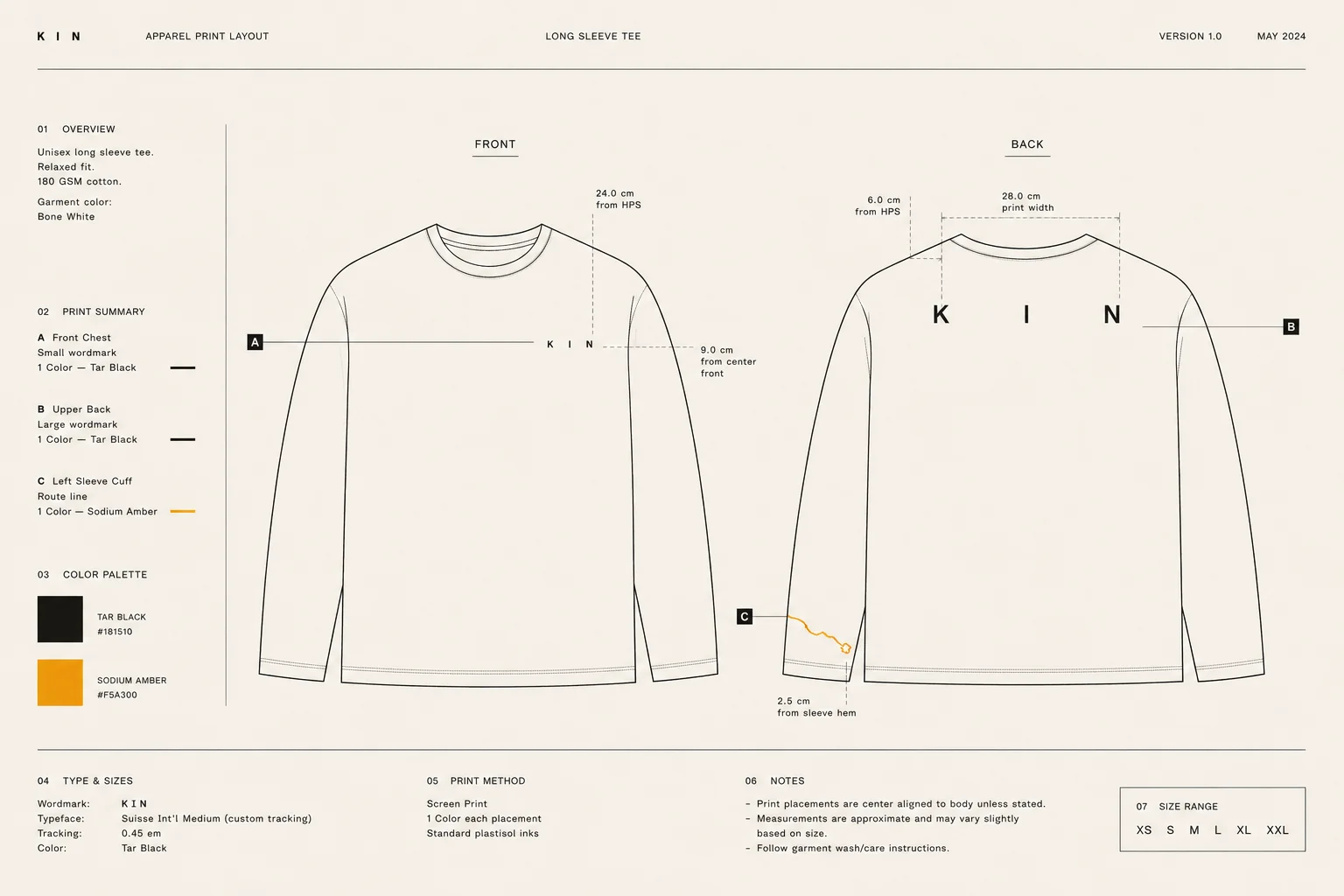 KIN — apparel print layout